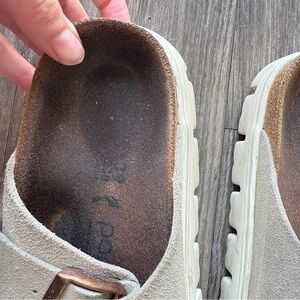 Birkenstock Cream and Brown Mules